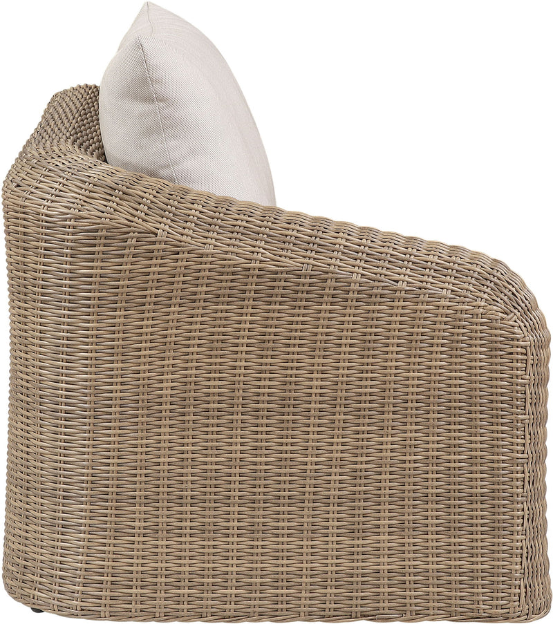 Seacrest - Olefin Water Resistant Fabric And Wicker Outdoor Patio Left Arm Chair