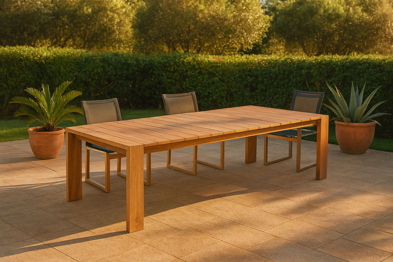 Tulum 108.5" Natural Teak Wood Outdoor Patio Dining Table