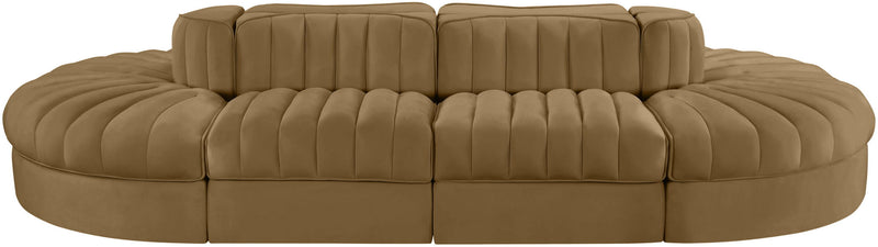 Rummi - Oval Velvet Performance Fabric Upholstered 8 Piece Modular Sectional