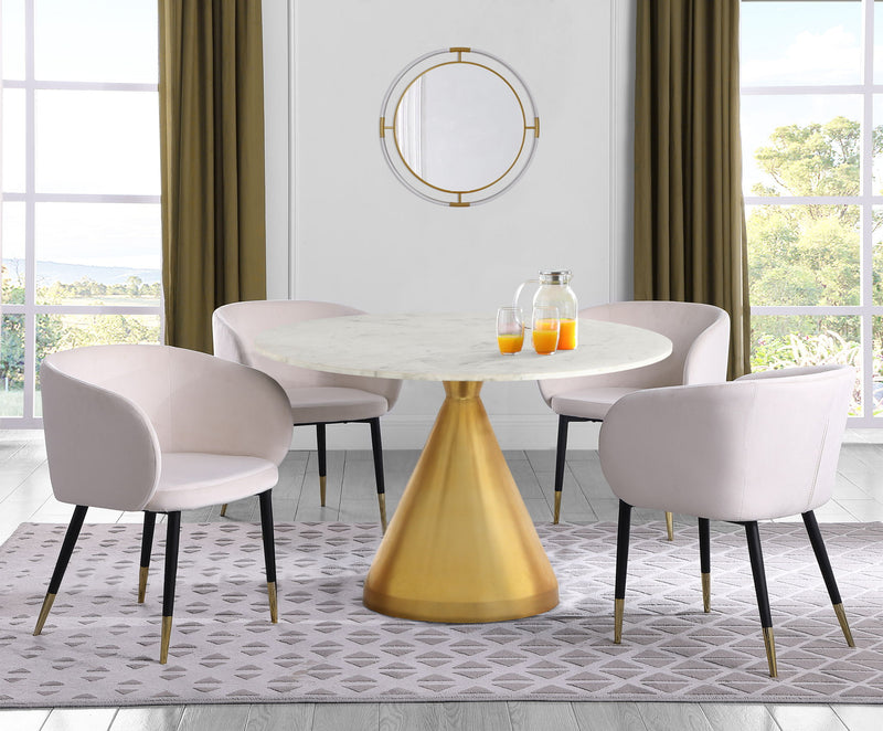Emery 48" White Marble Top And Steel Base Dining Table