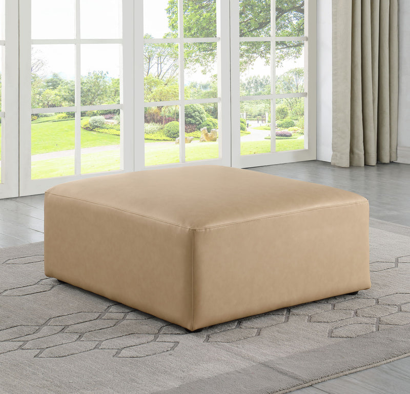 Cube Tan Vegan Leather Upholstered Modular Ottoman