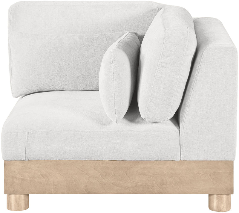 Turin - Chenille Fabric Upholstered Modular Corner Chair - Natural Base