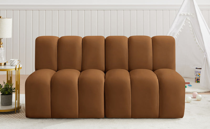Arc 60" Saddle Velvet Upholstered 2pc. Modular Sectional
