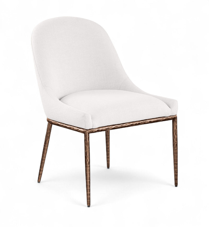 Ferro Cream Linen Textured Performance Fabric Upholstered Dining Side Chair