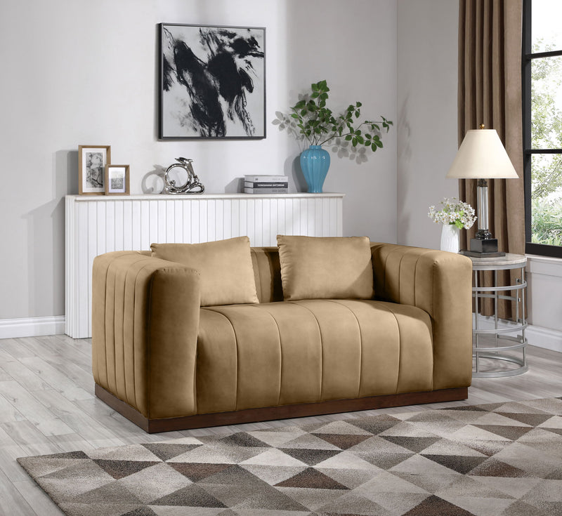 Mallina 67" Tan Vegan Leather Upholstered Loveseat