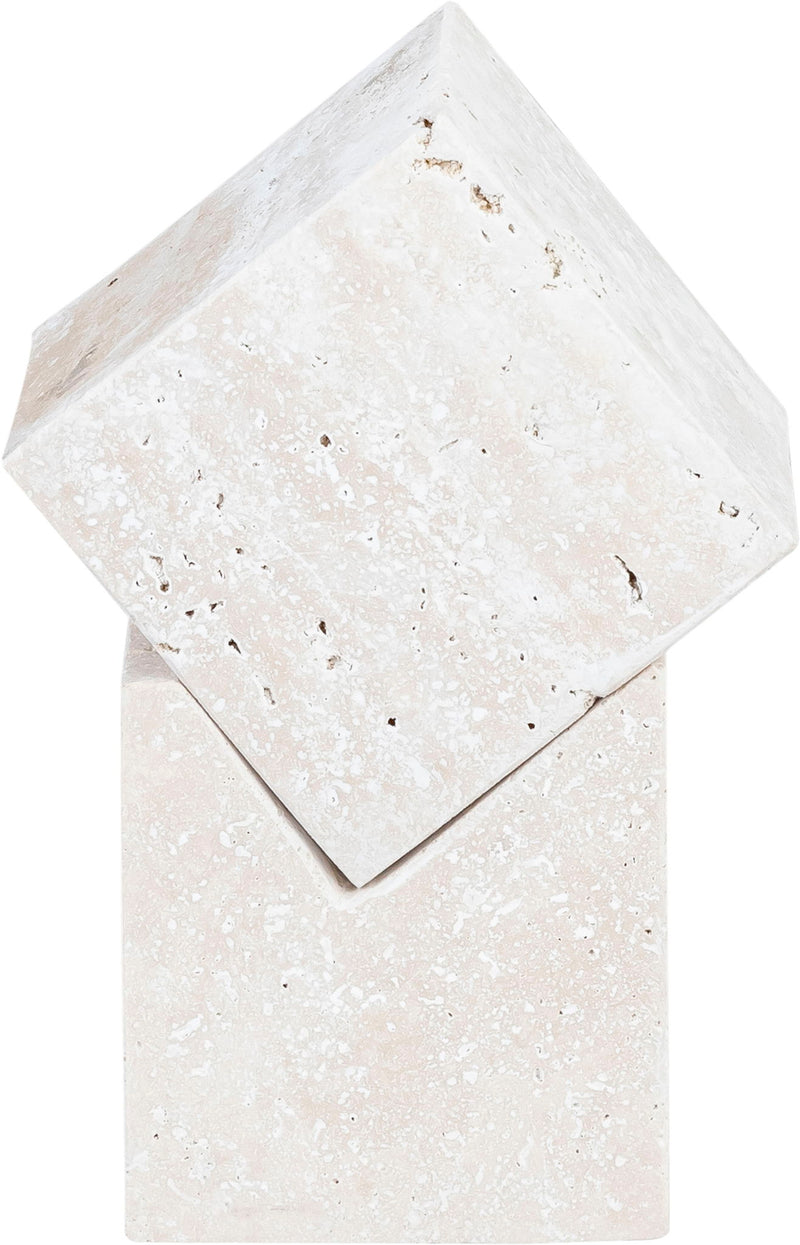 Quad Natural Travertine Decorative Cube
