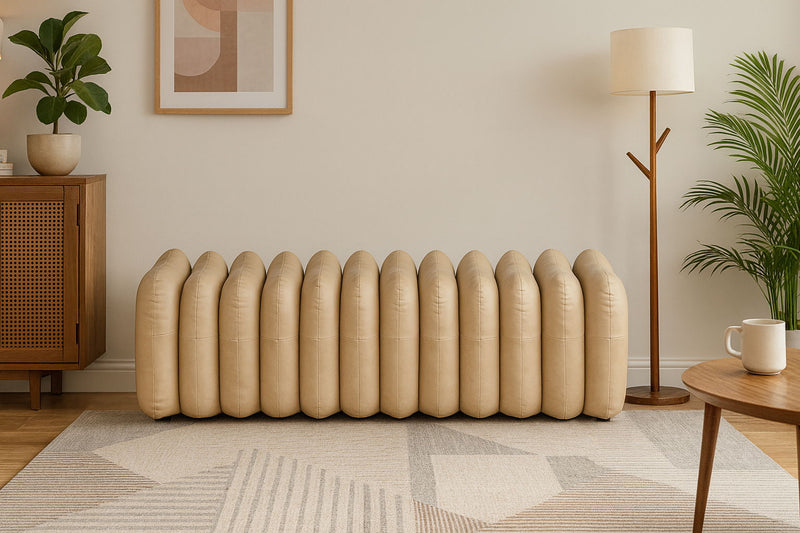 Atticus Tan Vegan Leather Upholstered Bench