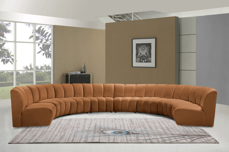 Infinity 183" Saddle Velvet Upholstered 8pc. Modular Sectional