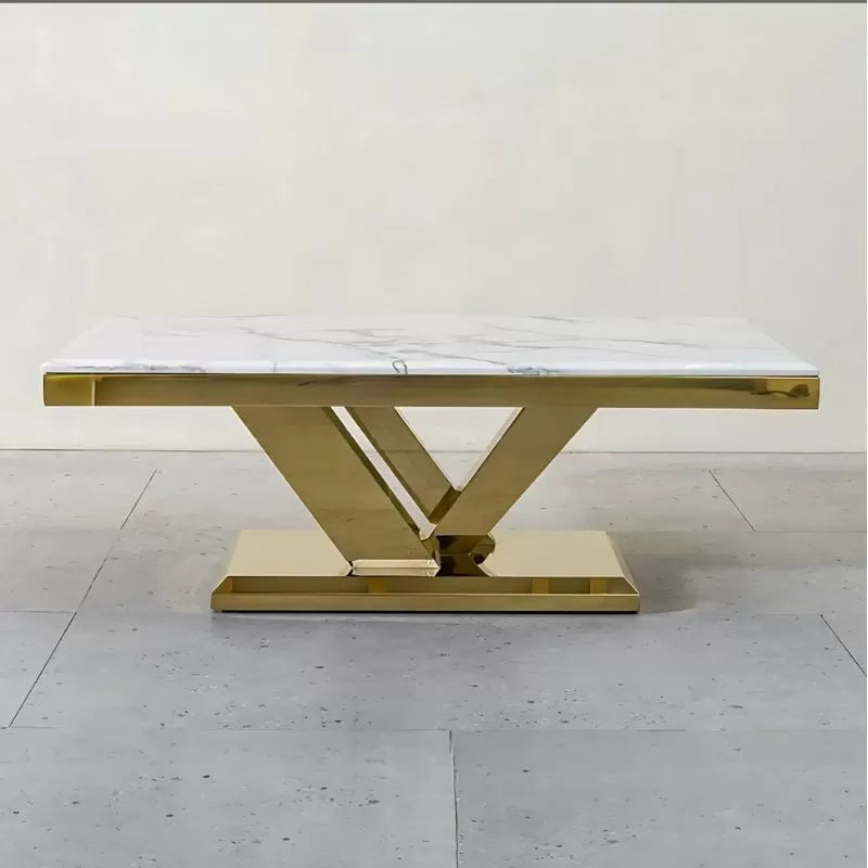Royale Luxurious Marble Top Coffee Table with Gold Base