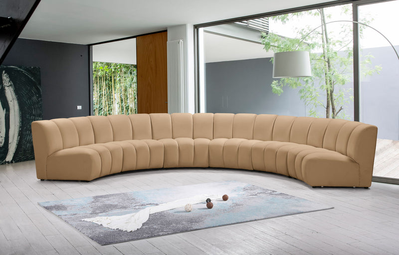 Infinity 174" Camel Velvet Upholstered 6pc. Modular Sectional
