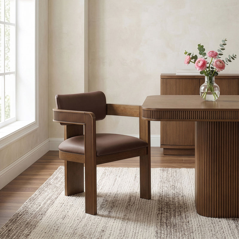 Sacha - Vegan Leather Upholstered Dining Chair With Brown Base (Set of 2)