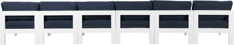 Nizuc - Outdoor Patio 6 Seat Armless Modular Sofa With White Frame