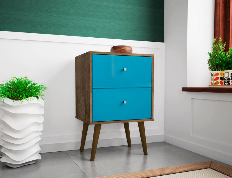 Manhattan Liberty - Nightstand Wtth Rustic Brown Frame