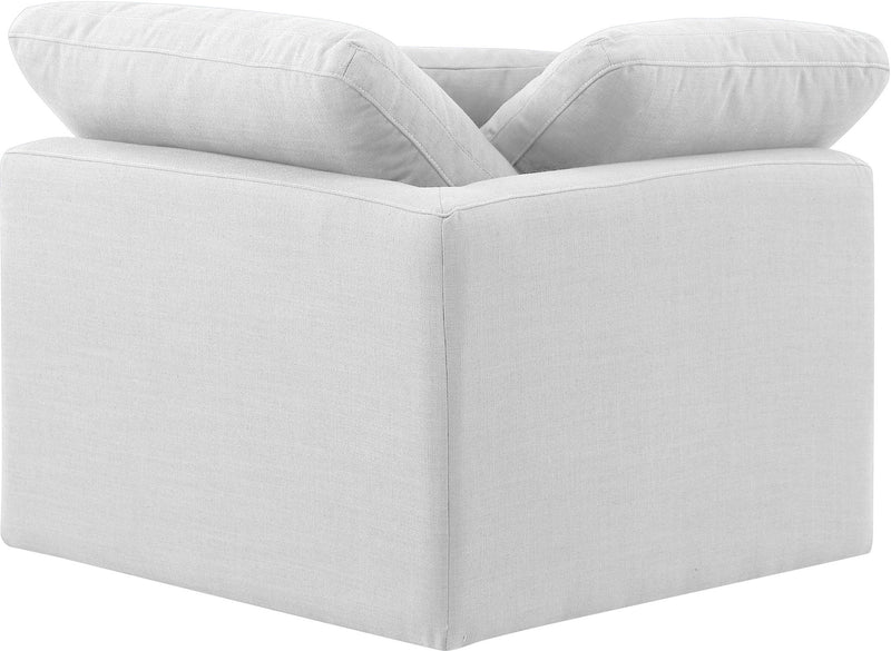 Indulge White Linen Textured Fabric Upholstered Modular Corner Chair