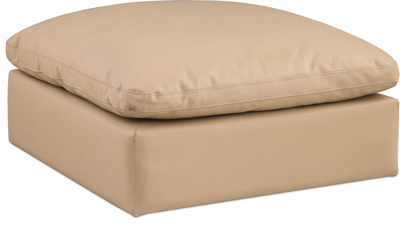 Comfy Tan Vegan Leather Upholstered Modular Ottoman