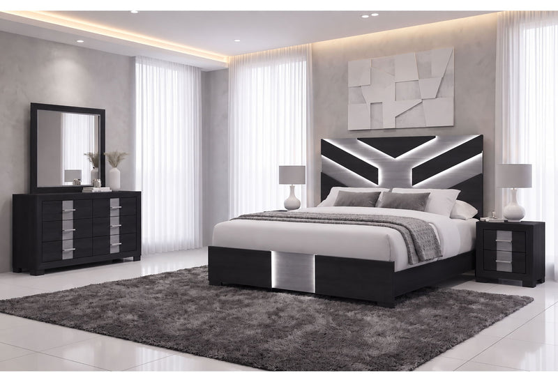Optimus - Full Bed With LED - Black