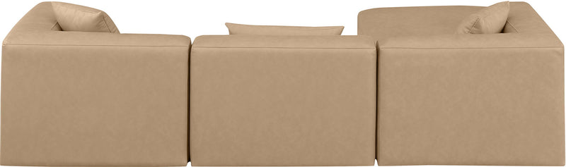 Cube 108" Tan Vegan Leather Upholstered 4pc. Modular Sectional