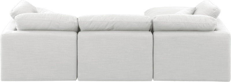 Indulge 105" White Linen Textured Fabric Upholstered 4pc. Modular Sectional