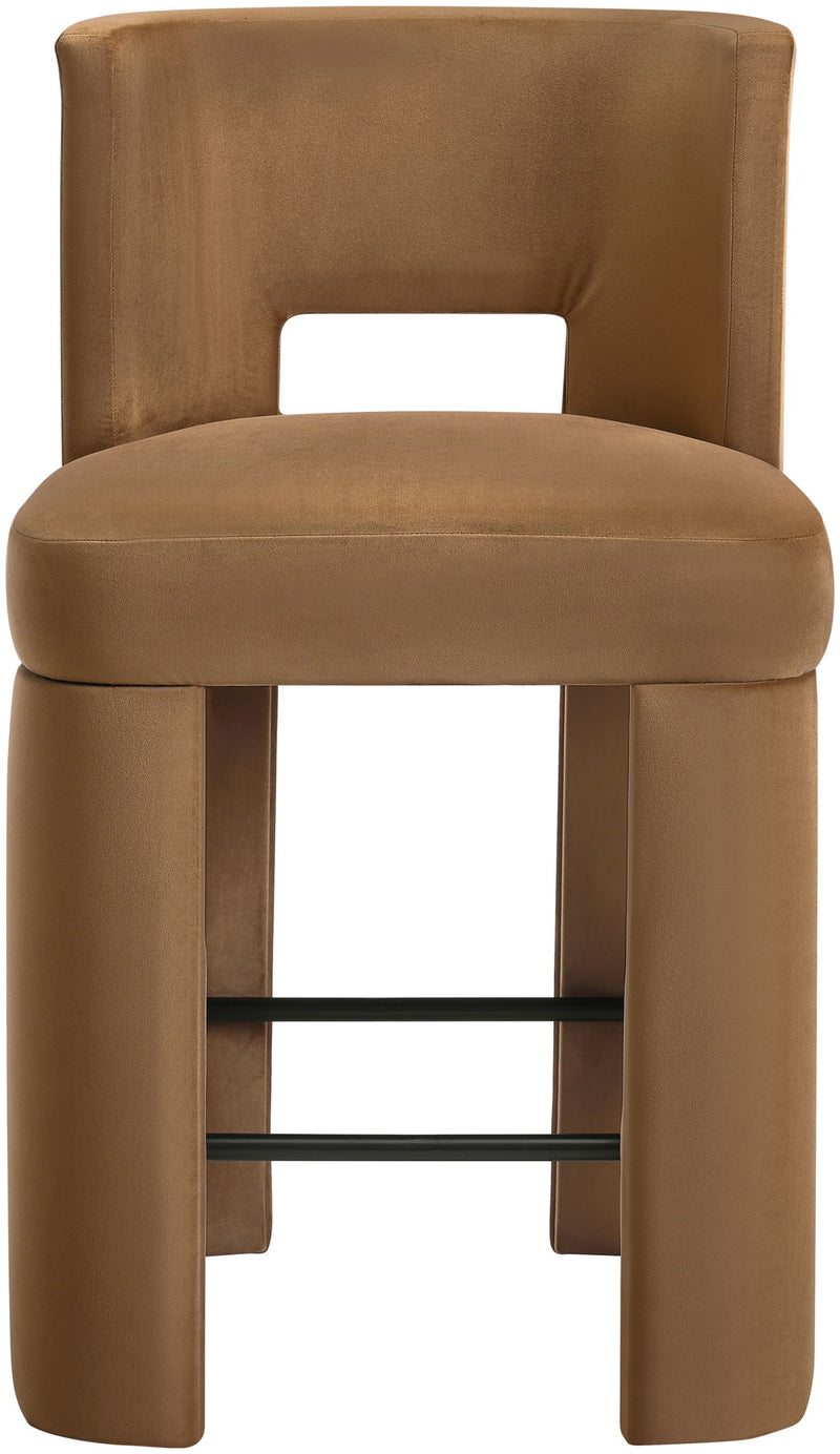 Zuno Saddle Velvet Upholstered Counter Stool