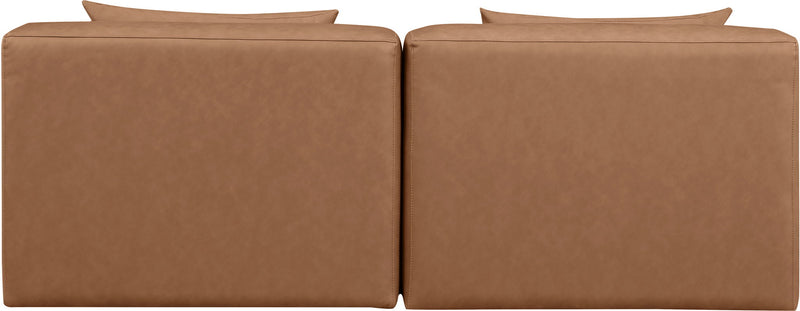 Cube 72" Brown Vegan Leather Upholstered 2pc. Armless Modular Loveseat