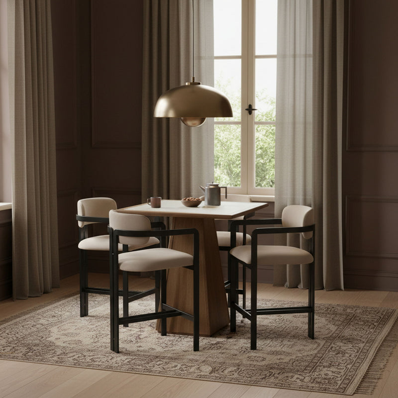 Aurum Taupe Vegan Leather Upholstered Counter Stool