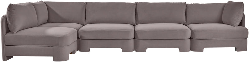 Hammond - Velvet Performance Fabric Upholstered 5 Piece L-Shaped Sectional