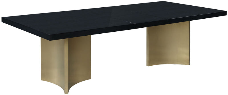 Immerse 84" / 104" / 123.5" Black Lacquer Finish Top And Stainless Steel Base Dining Table (3 Boxes)