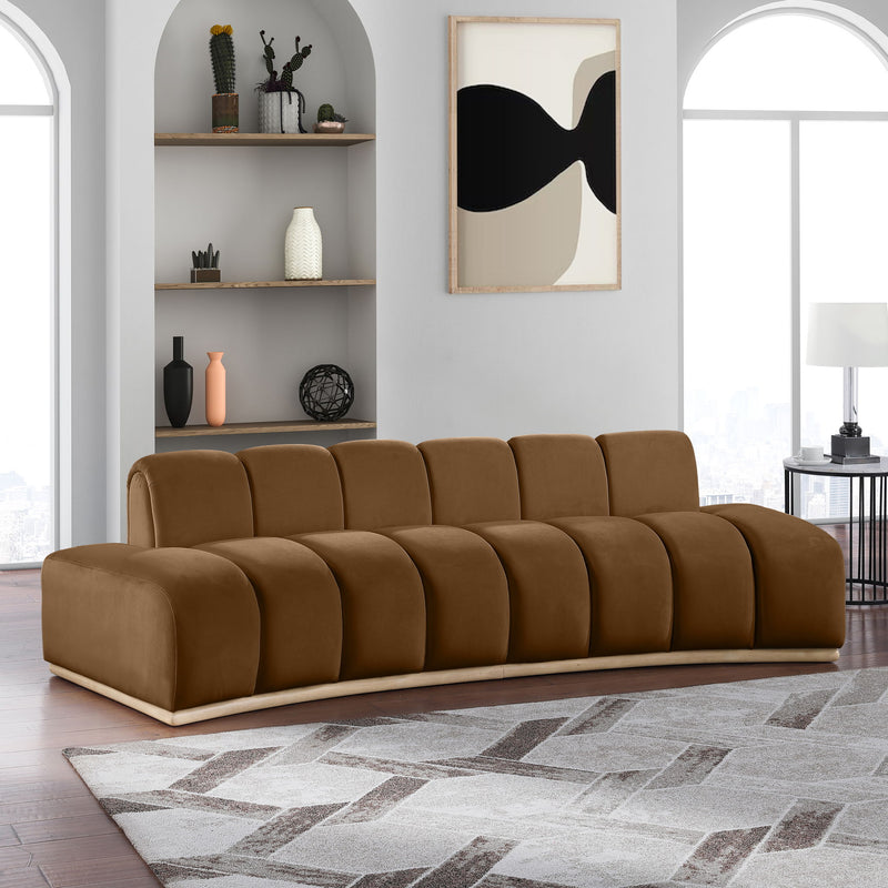 Jace 106" Saddle Velvet Upholstered Sofa