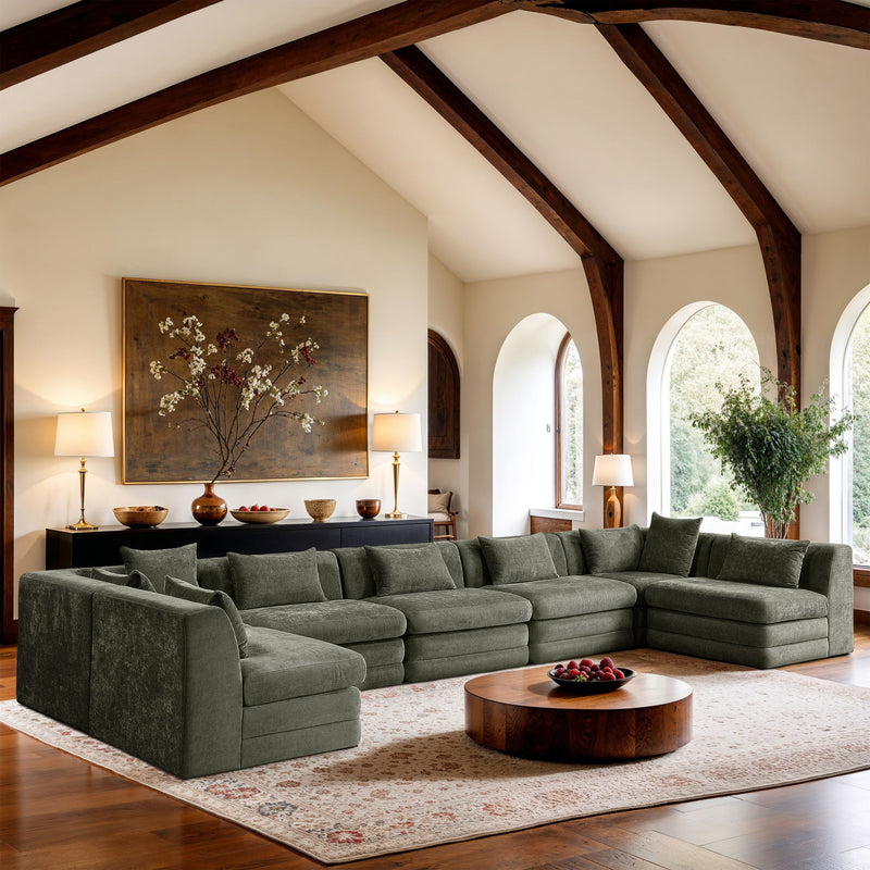 Stellar - 7 Piece Chenille Fabric Upholstered Modular Sectional