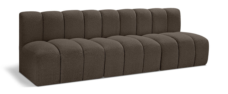 Arc 89.5" Brown Boucle Fabric Upholstered 3pc. Modular Sectional