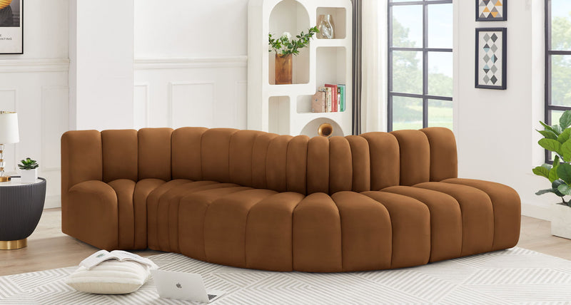 Arc 122" Saddle Velvet Upholstered 5pc. Modular Sectional