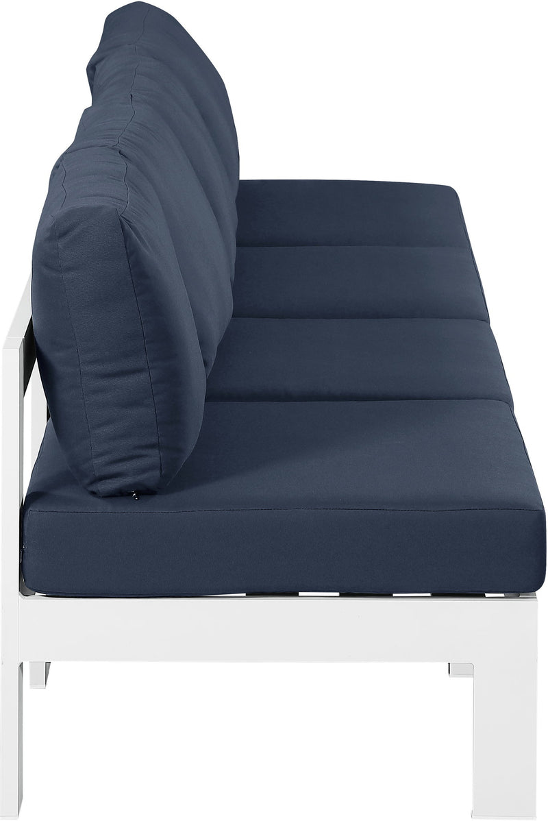 Nizuc - Outdoor Patio 4 Seat Armless Modular Sofa With White Frame