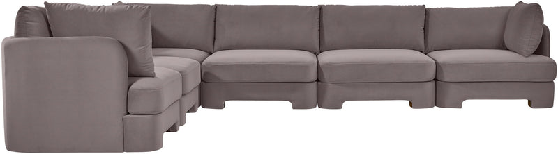 Hammond - Velvet Performance Fabric Upholstered 6 Piece Corner Sectional
