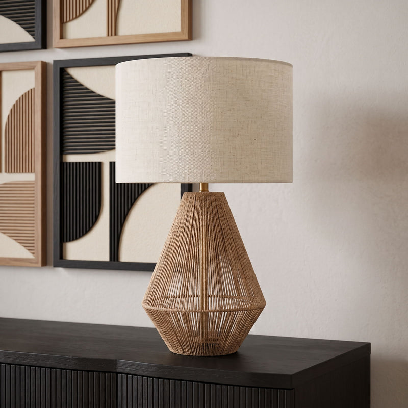 Soraya - Jute And Cotton Table Lamp - Beige