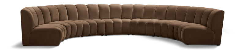 Infinity 183" Brown Velvet Upholstered 7pc. Modular Sectional