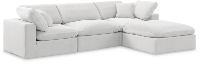 Comfy 119" Cream Velvet Upholstered 4pc. Modular Sectional