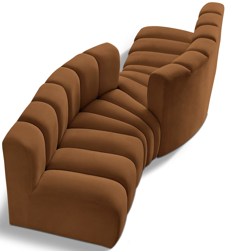 Arc 108" Saddle Velvet Upholstered 4pc. Modular Sectional