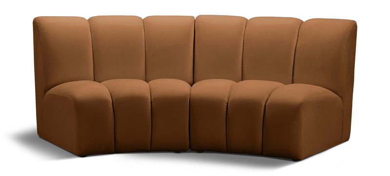Infinity 83" Saddle Velvet Upholstered 2pc. Modular Sectional