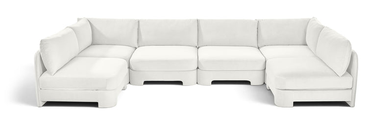 Hammond - Velvet Performance Fabric Upholstered 6 Piece U-Shaped Armless Sectional