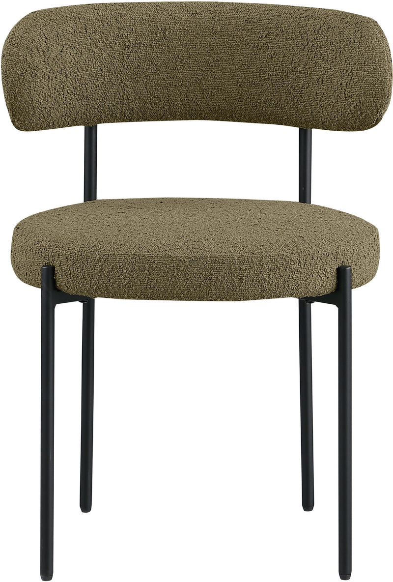 Beacon Olive Green Boucle Fabric Upholstered Dining Chair