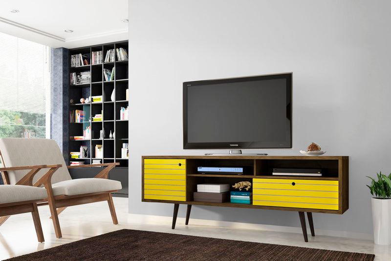 Manhattan Liberty - 71" TV Stand With Rustic Brown Frame