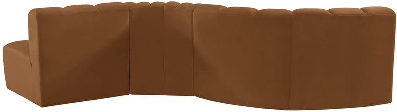 Arc 122" Saddle Velvet Upholstered 5pc. Modular Sectional