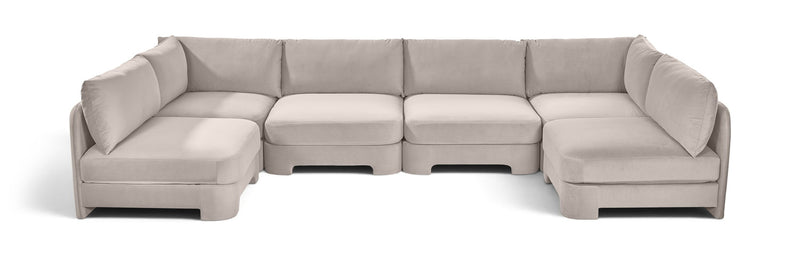 Hammond - Velvet Performance Fabric Upholstered 6 Piece U-Shaped Armless Sectional