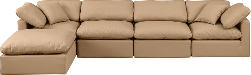 Indulge 140" Tan Vegan Leather Upholstered 5pc. Modular Sectional