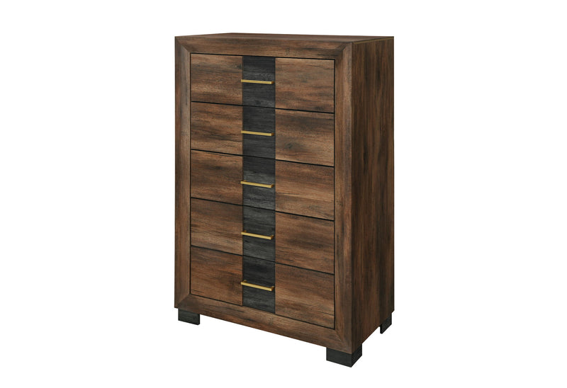Optimus - 4 Piece Bedroom Set (King Bed, Dresser, Mirror And Nightstand) - Black / Brown