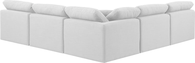 Indulge 105" White Linen Textured Fabric Upholstered 5pc. Modular Sectional