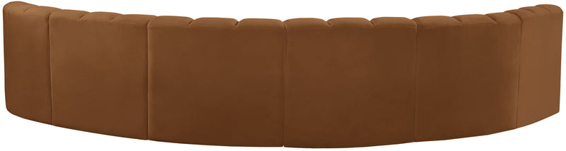 Arc 151" Saddle Velvet Upholstered 6pc. Modular Sectional