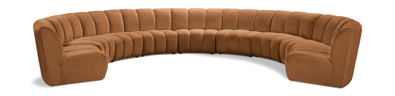 Infinity 183" Saddle Velvet Upholstered 9pc. Modular Sectional