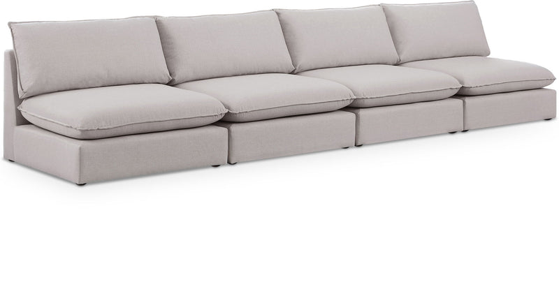 Mackenzie 160" Linen Textured Fabric Upholstered 4pc. Armless Modular Sofa