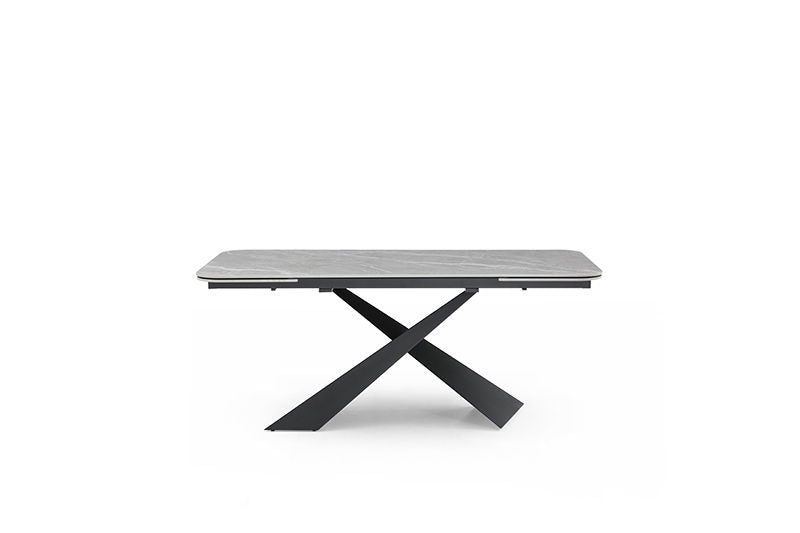 9422 - Ceramic & Metal Dining Table - Gray / Black